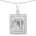 Baguette Cut Halo Pendant