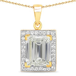 Baguette Cut Halo Pendant