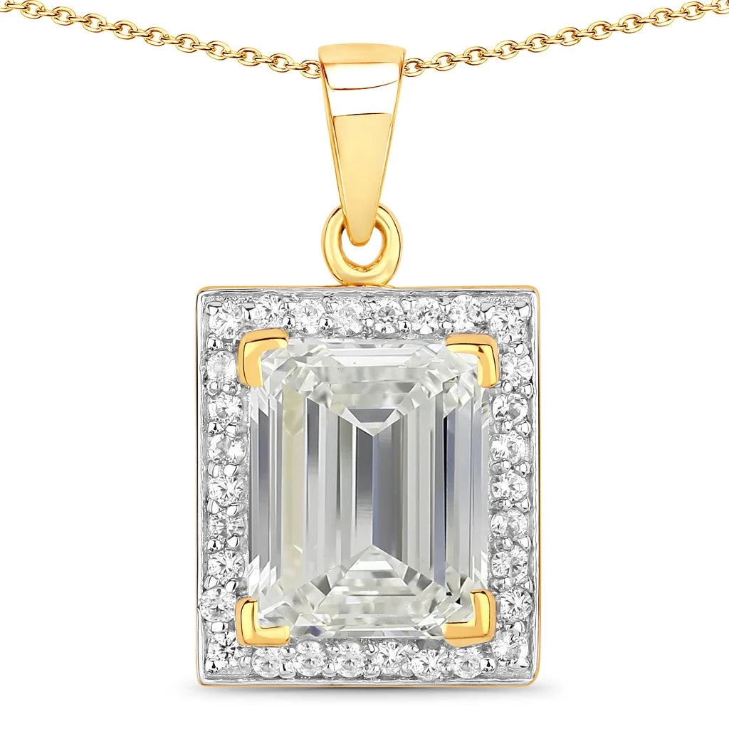 Baguette Cut Halo Pendant