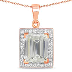 Baguette Cut Halo Pendant
