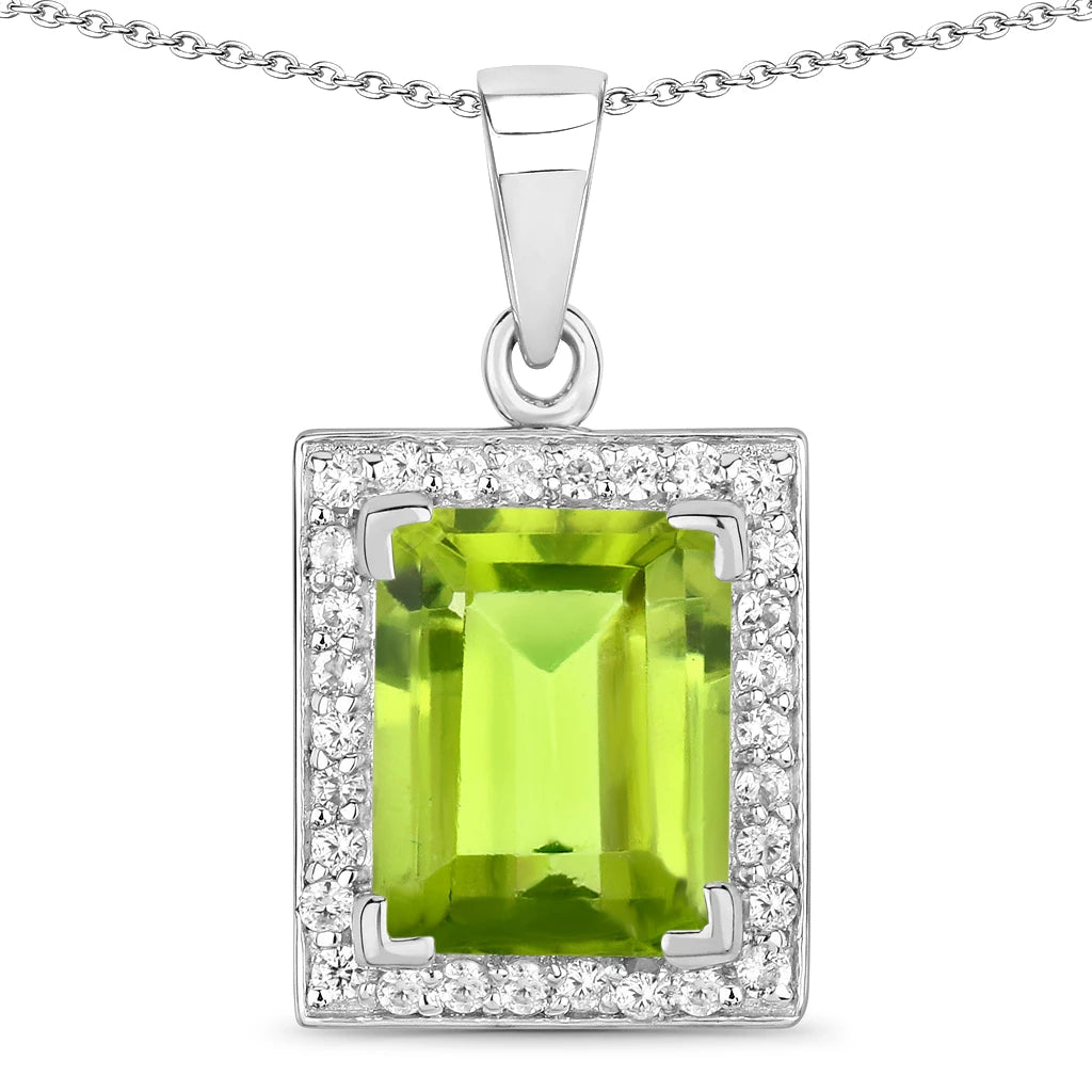 Baguette Cut Halo Pendant