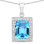 Baguette Cut Halo Pendant