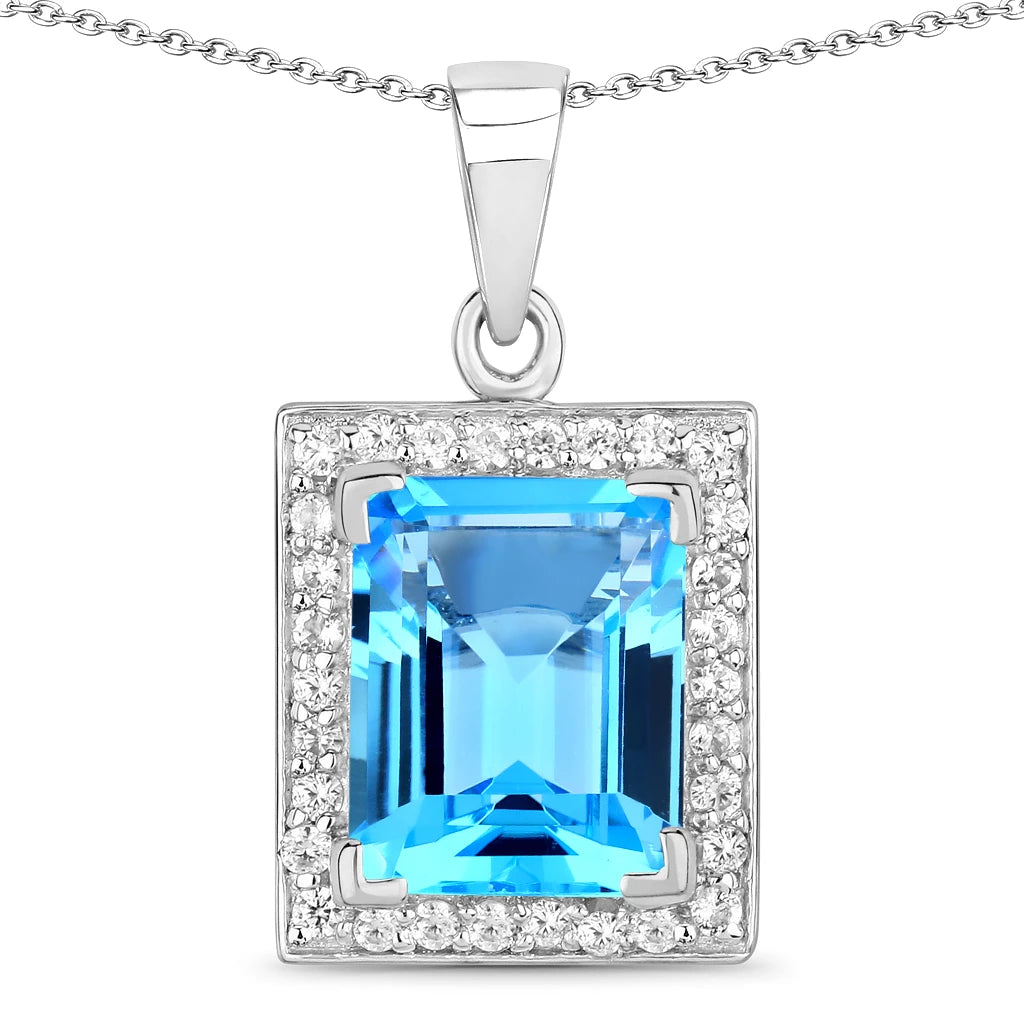 Baguette Cut Halo Pendant
