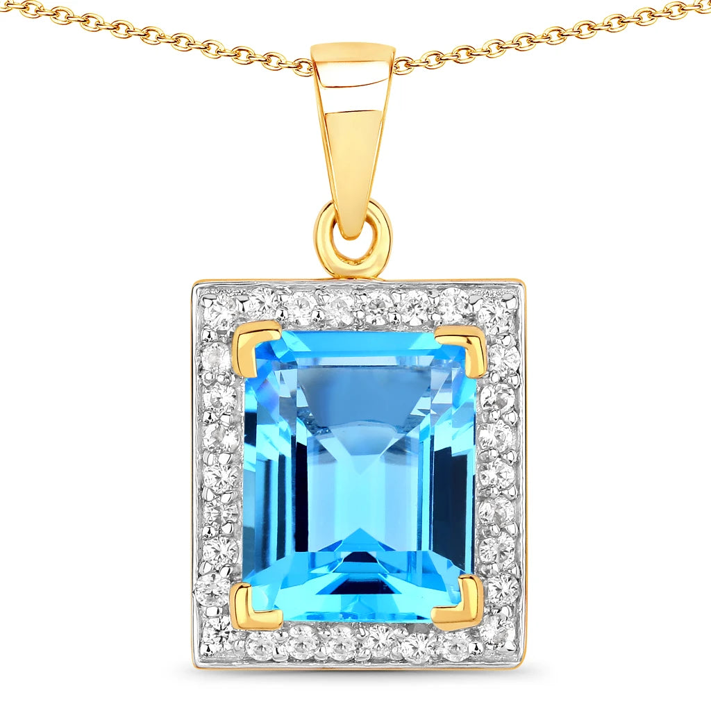 Baguette Cut Halo Pendant