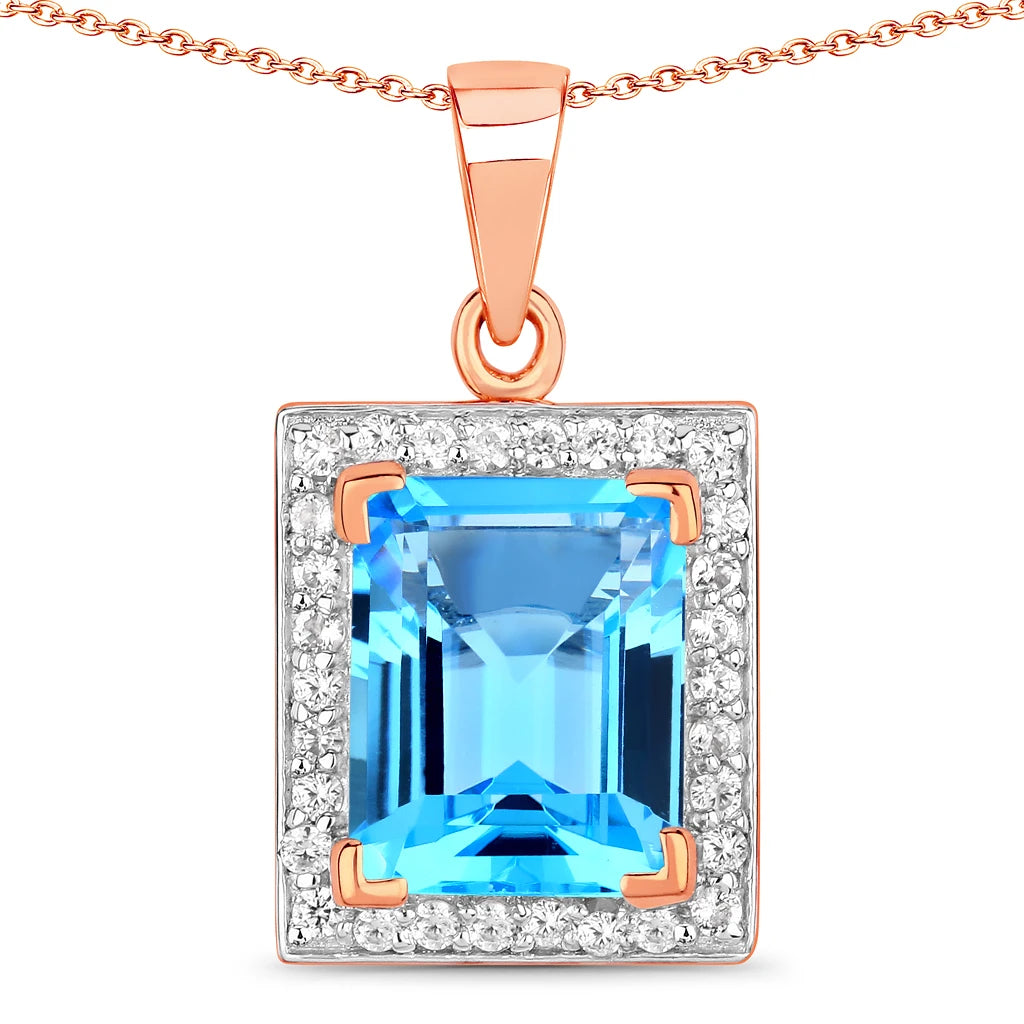 Baguette Cut Halo Pendant
