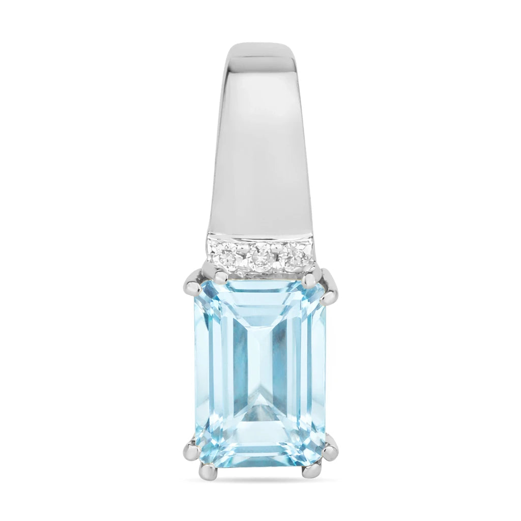Emerald Cut Diamond Accent Drop Pendant