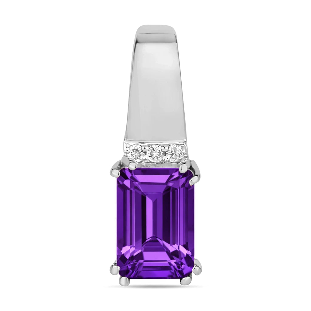 Emerald Cut Diamond Accent Drop Pendant
