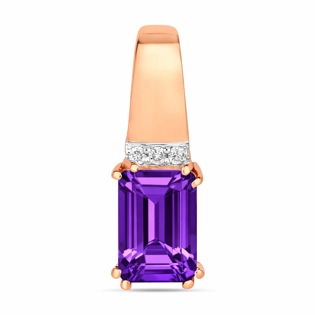 Emerald Cut Diamond Accent Drop Pendant