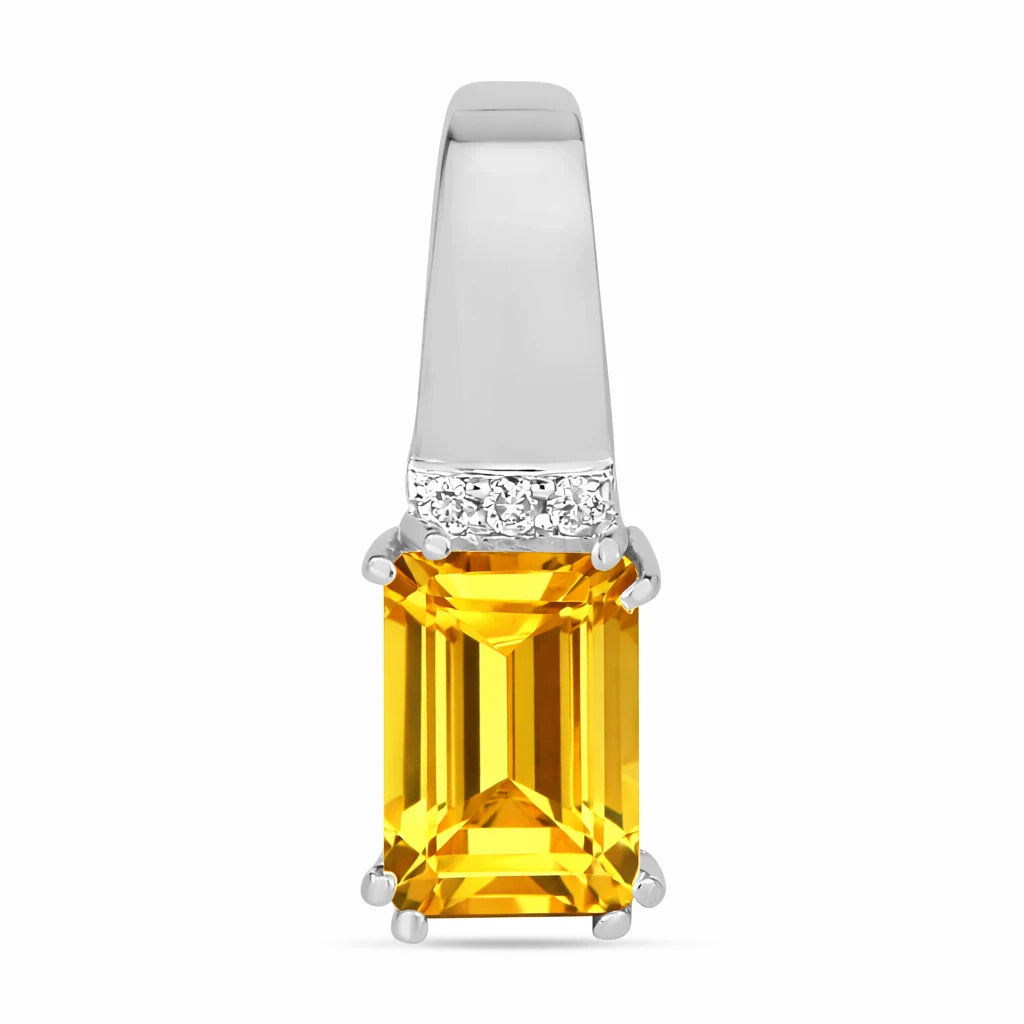 Emerald Cut Diamond Accent Drop Pendant