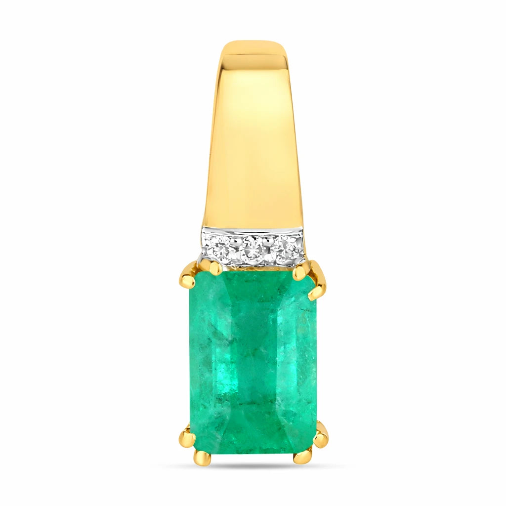 Emerald Cut Diamond Accent Drop Pendant
