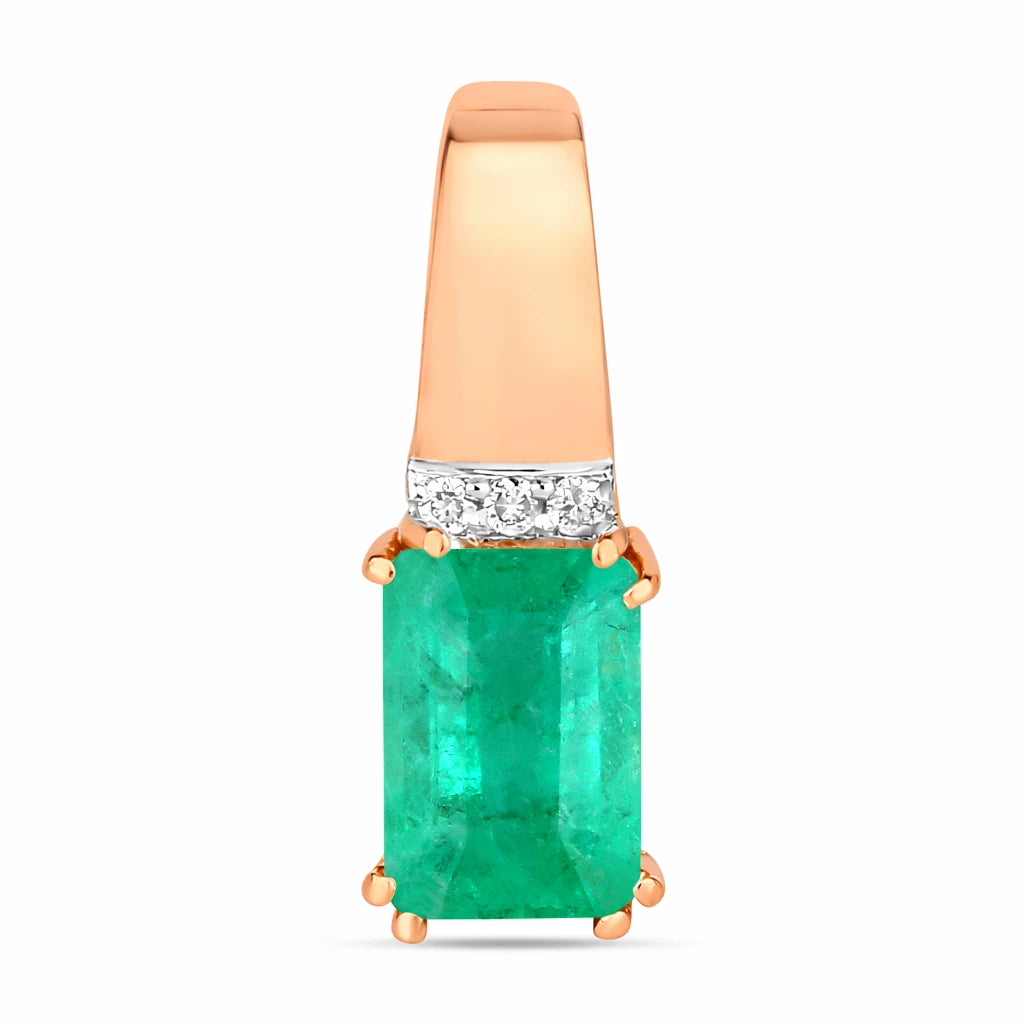 Emerald Cut Diamond Accent Drop Pendant