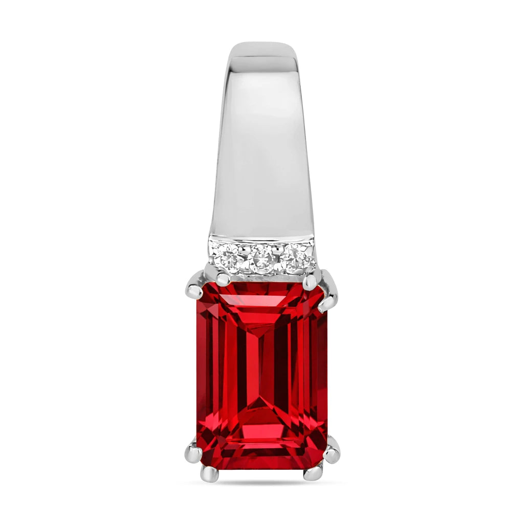 Emerald Cut Diamond Accent Drop Pendant