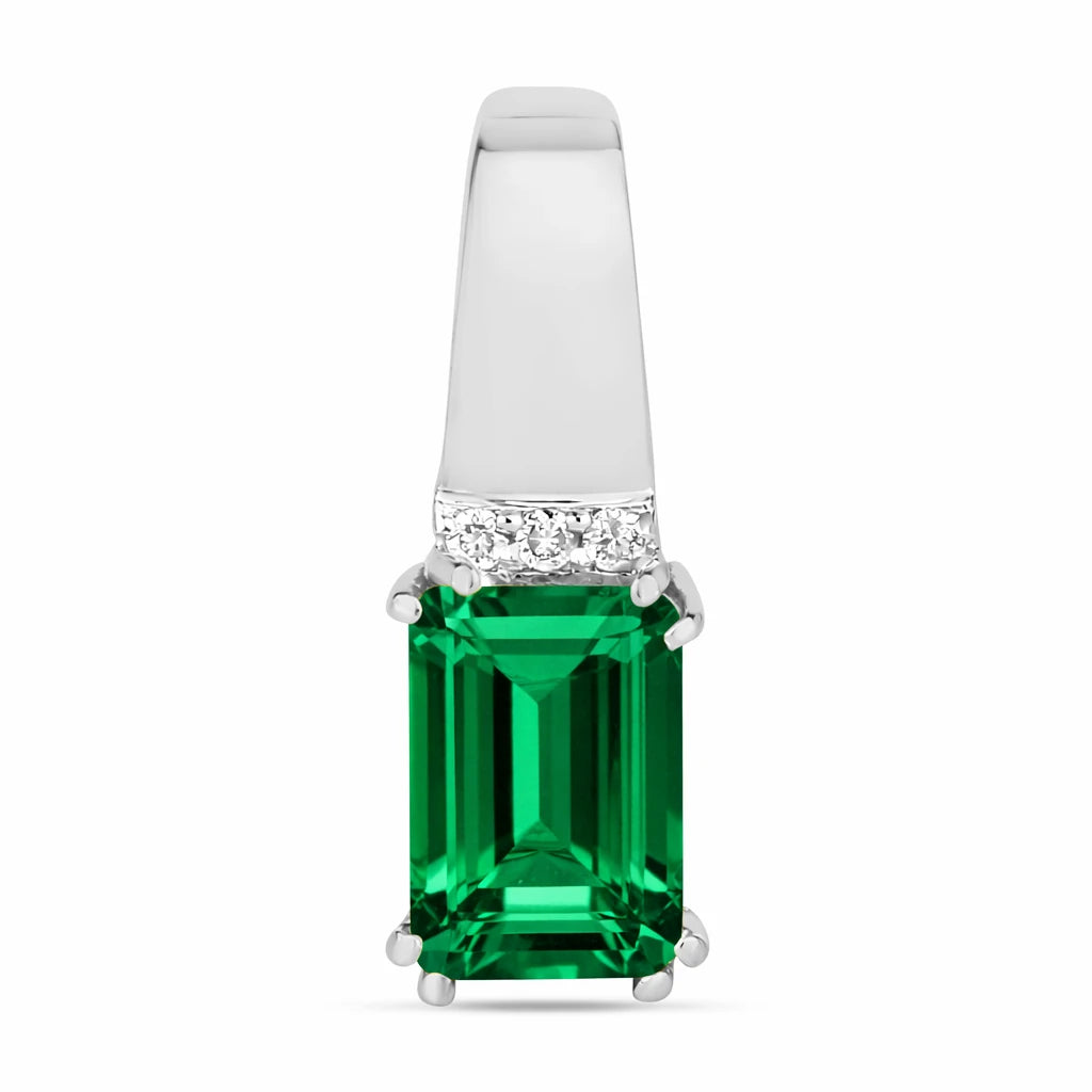 Emerald Cut Diamond Accent Drop Pendant