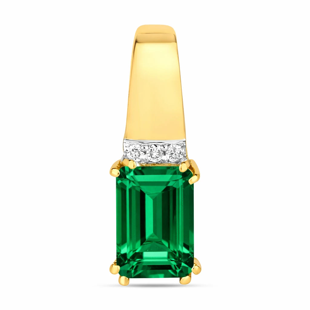 Emerald Cut Diamond Accent Drop Pendant