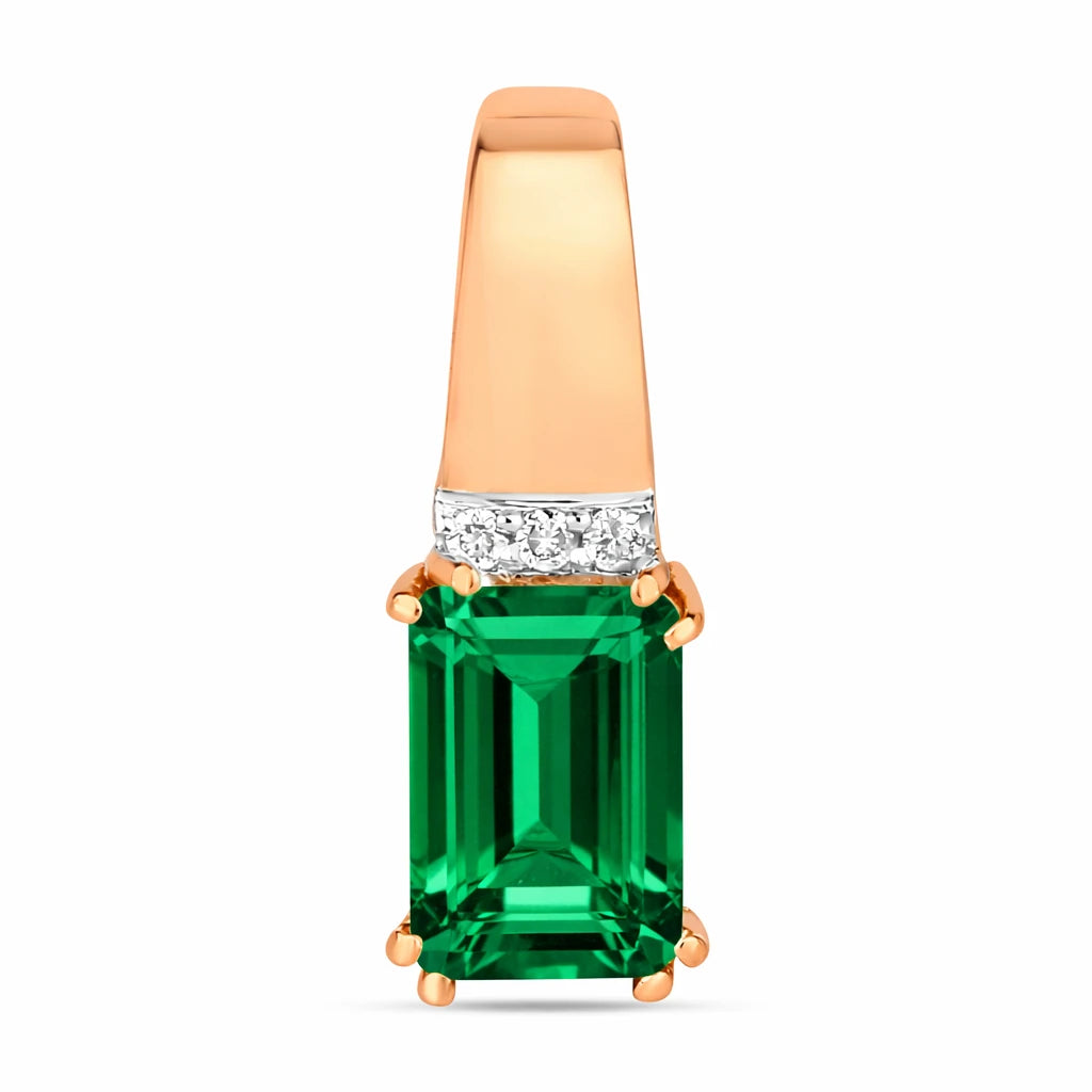Emerald Cut Diamond Accent Drop Pendant