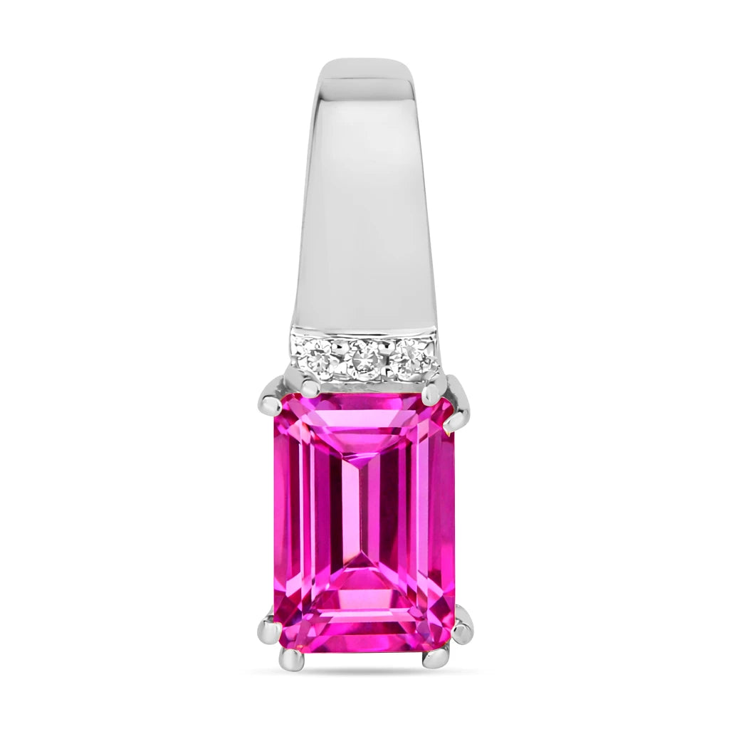 Emerald Cut Diamond Accent Drop Pendant