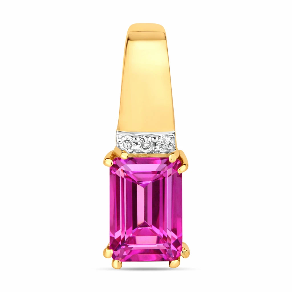 Emerald Cut Diamond Accent Drop Pendant