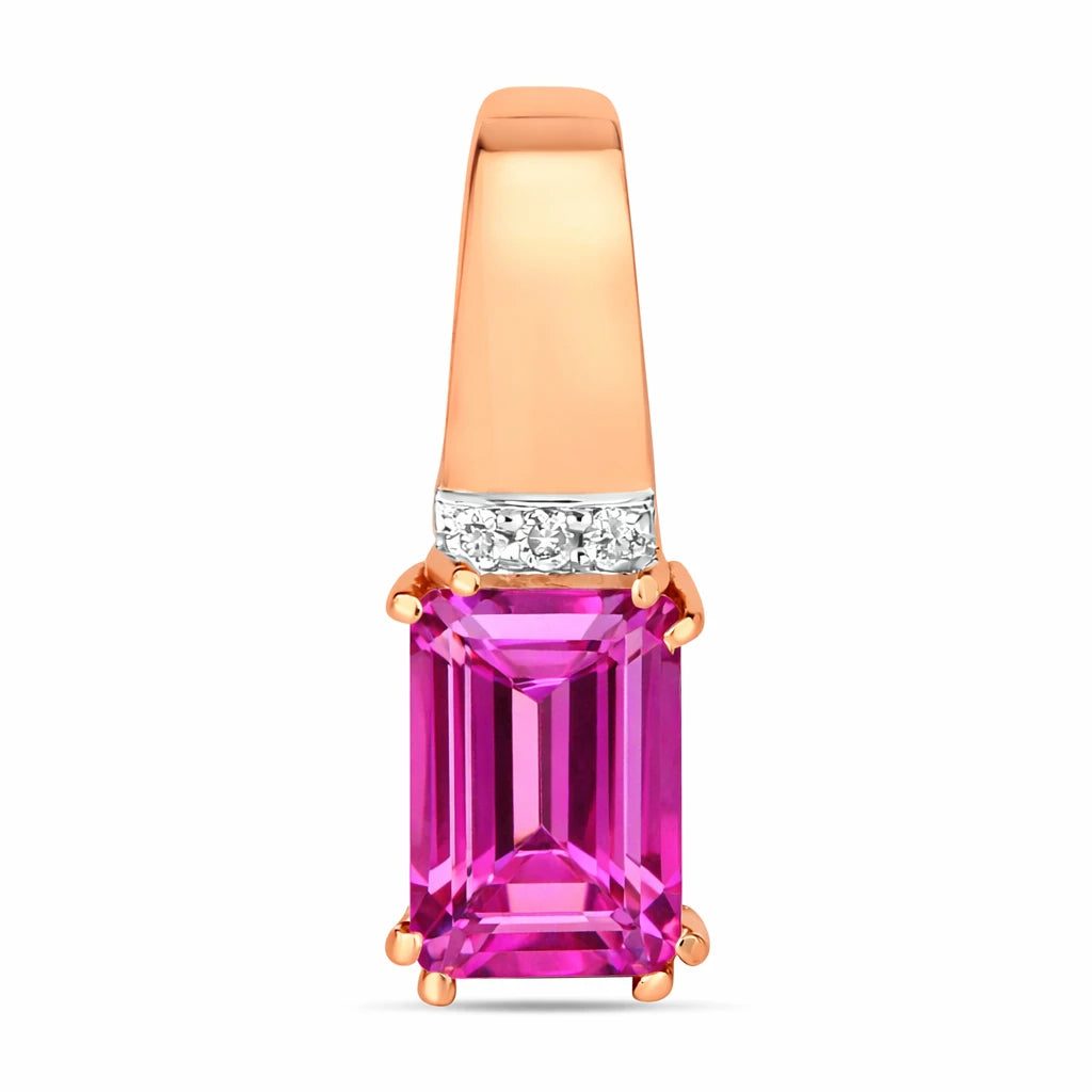 Emerald Cut Diamond Accent Drop Pendant