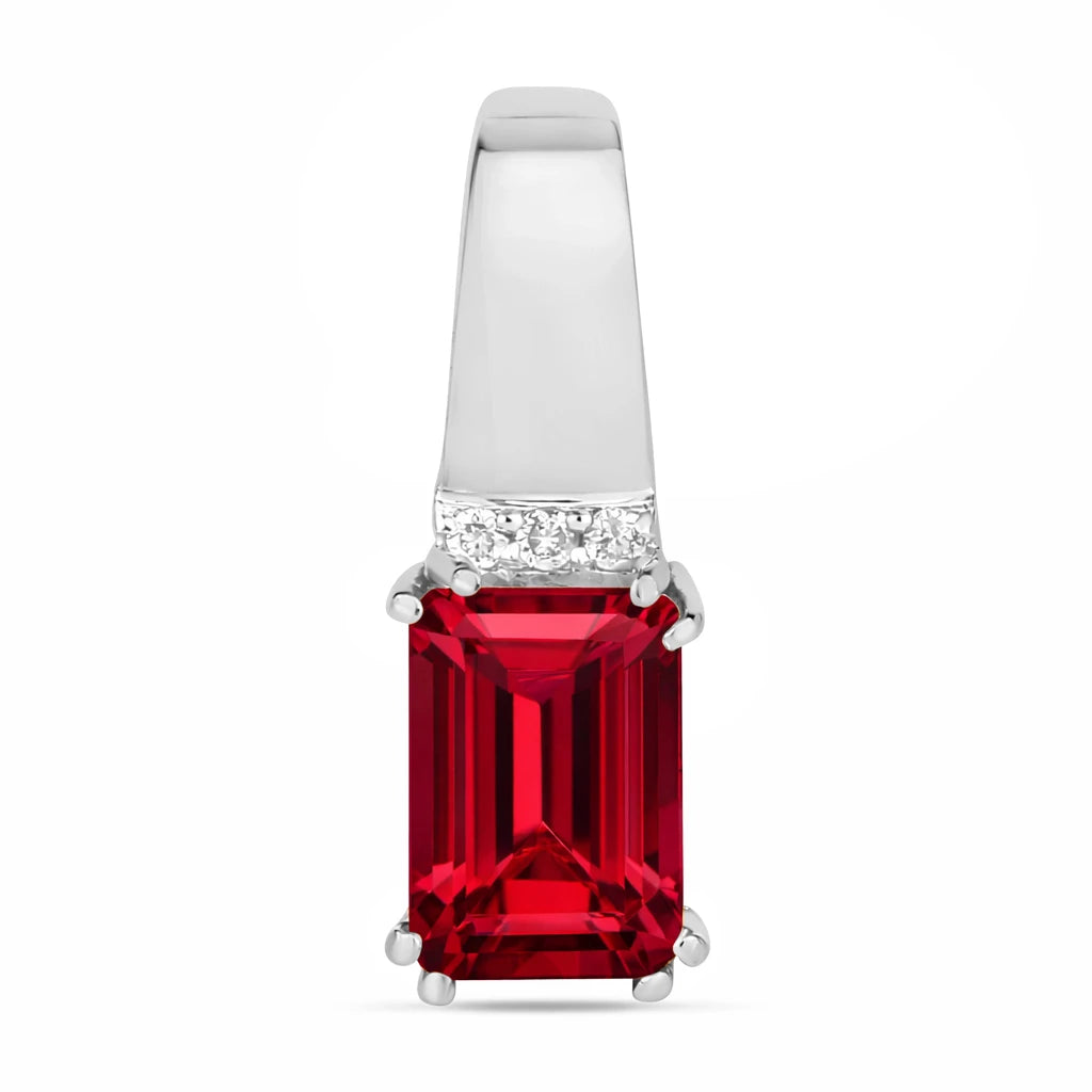 Emerald Cut Diamond Accent Drop Pendant