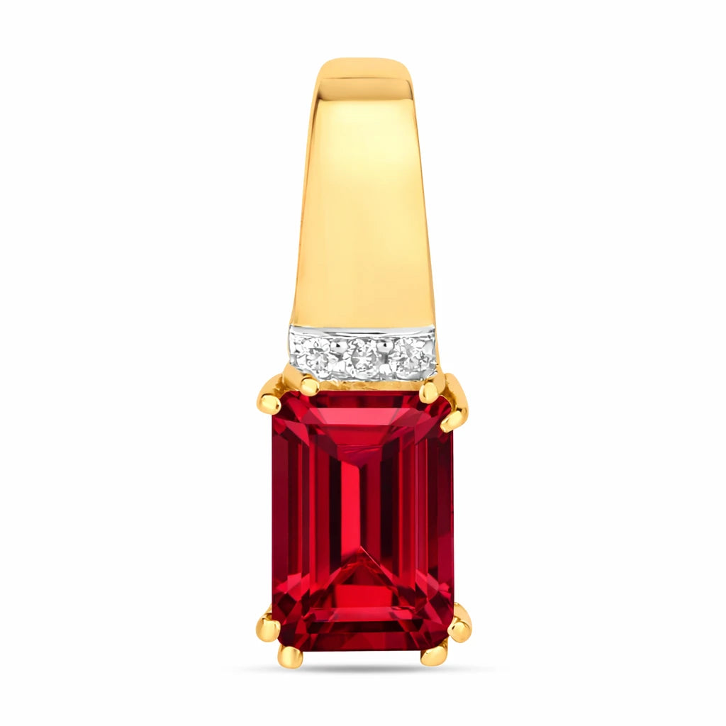 Emerald Cut Diamond Accent Drop Pendant
