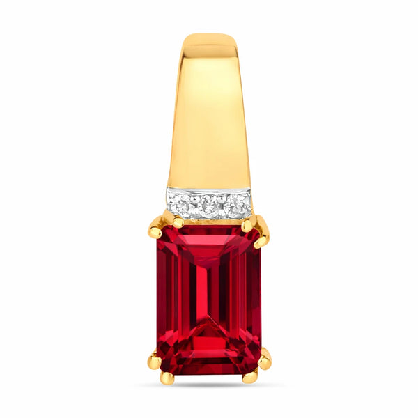 Emerald Cut Diamond Accent Drop Pendant