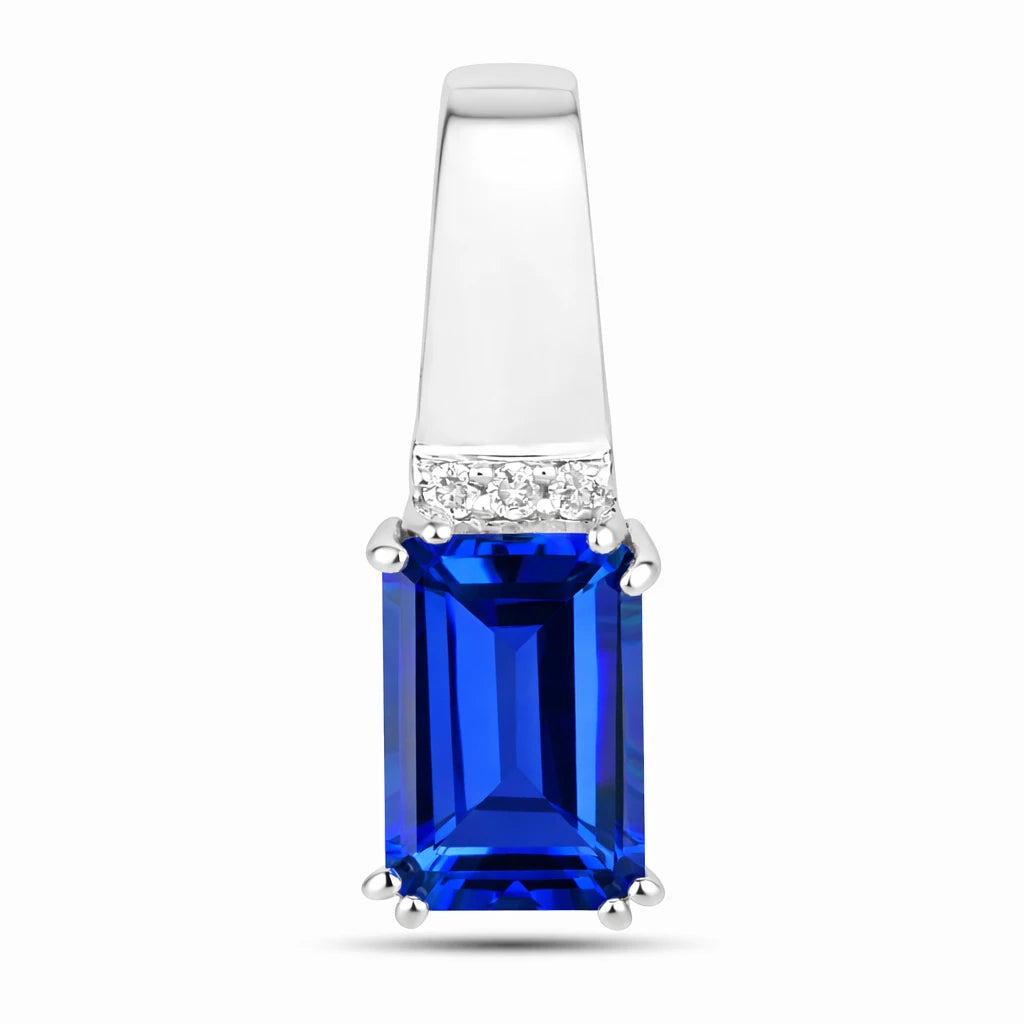 Emerald Cut Diamond Accent Drop Pendant