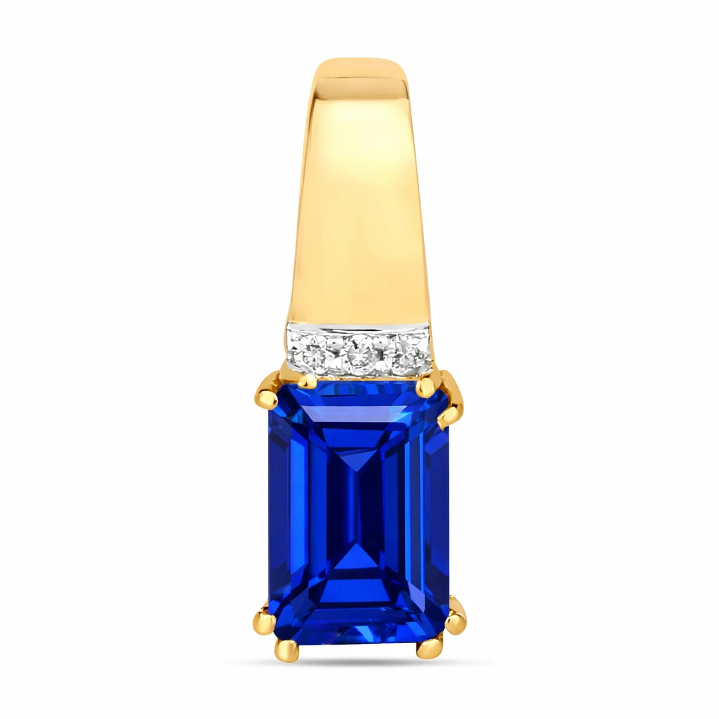 Emerald Cut Diamond Accent Drop Pendant
