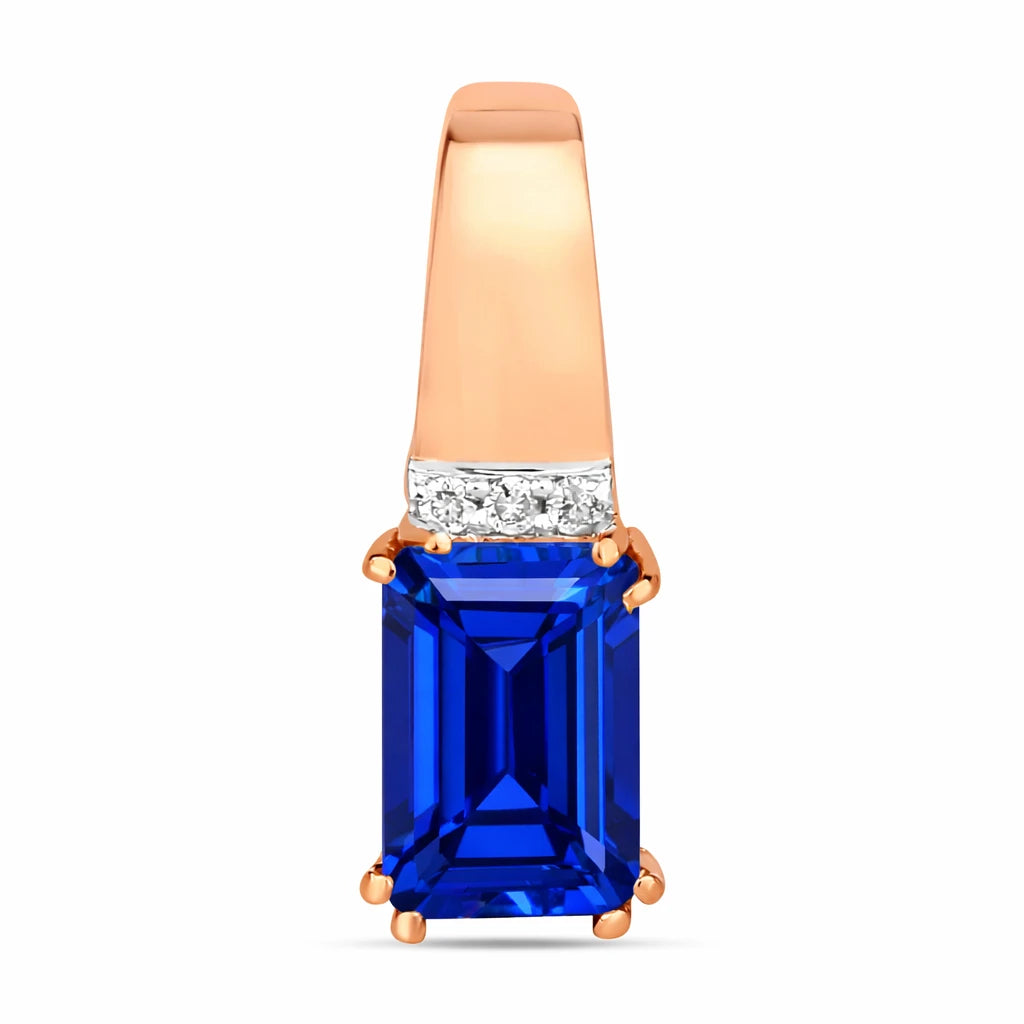 Emerald Cut Diamond Accent Drop Pendant