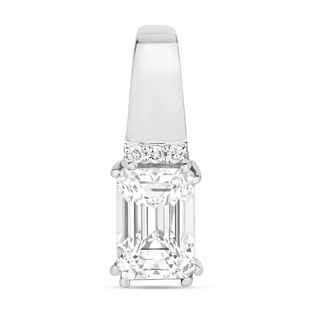 Emerald Cut Diamond Accent Drop Pendant