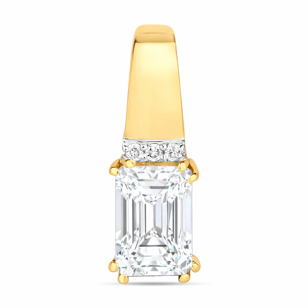 Emerald Cut Diamond Accent Drop Pendant