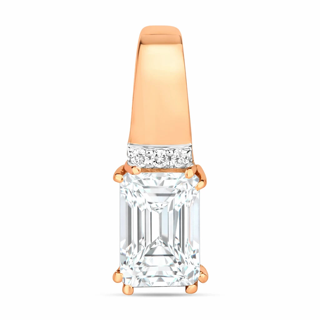 Emerald Cut Diamond Accent Drop Pendant