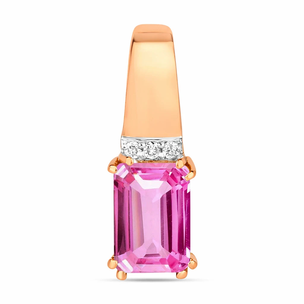 Emerald Cut Diamond Accent Drop Pendant