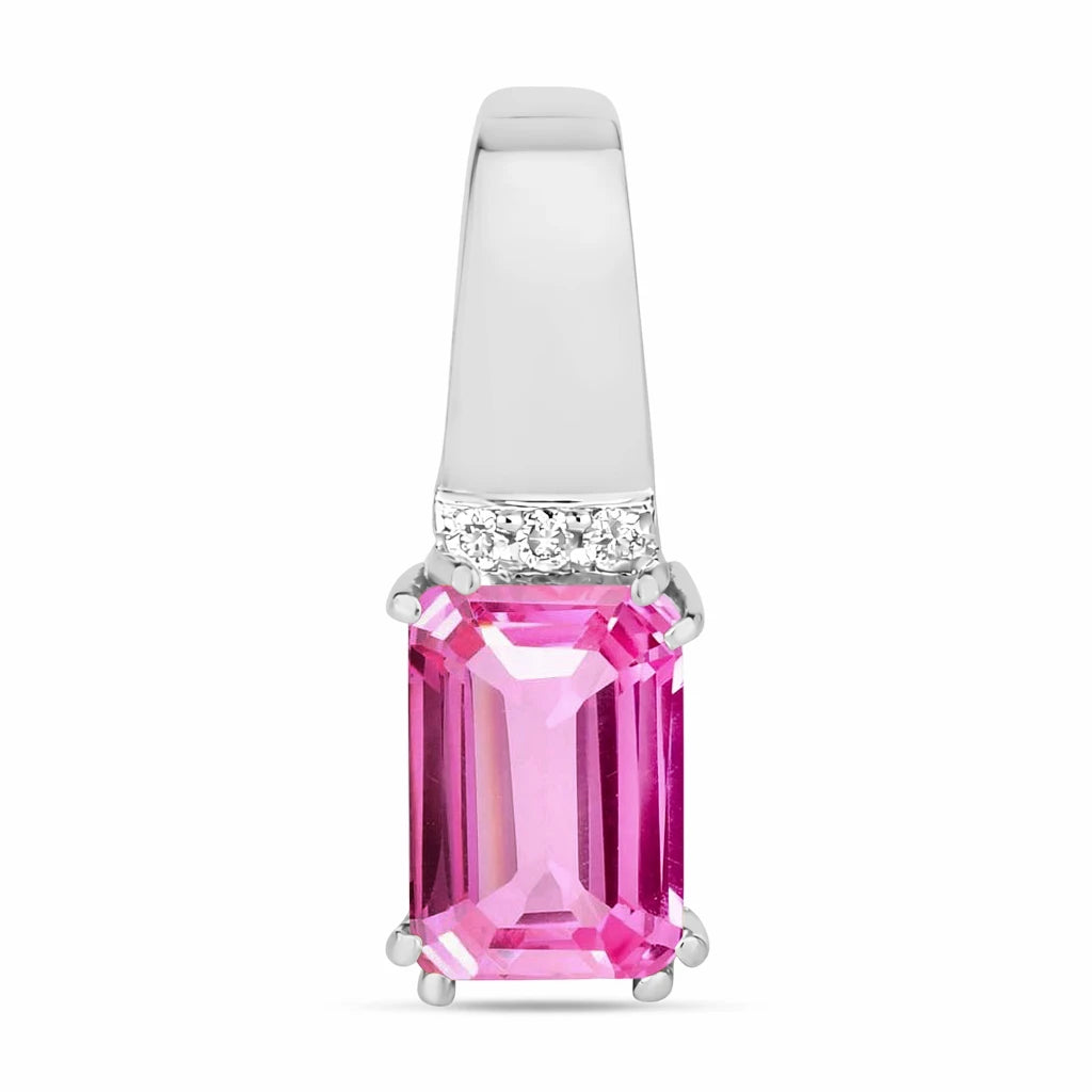 Emerald Cut Diamond Accent Drop Pendant