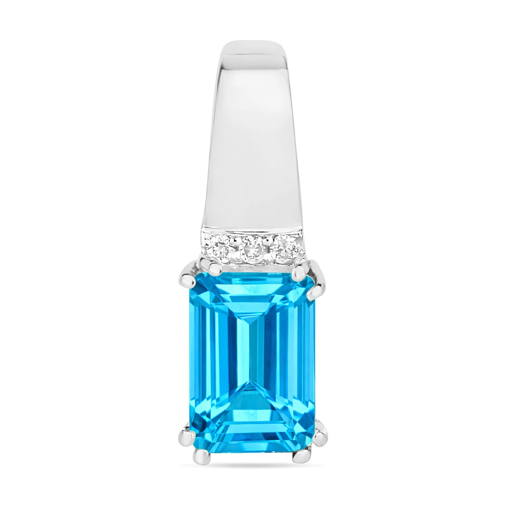 Emerald Cut Diamond Accent Drop Pendant
