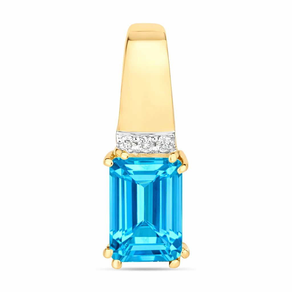 Emerald Cut Diamond Accent Drop Pendant