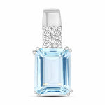 Opulent Emerald Cut Diamond Accent Drop Pendant