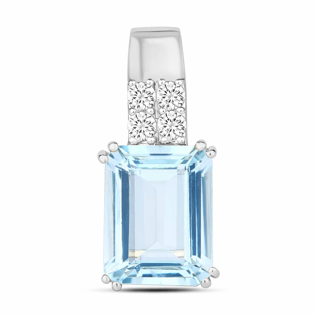 Opulent Emerald Cut Diamond Accent Drop Pendant