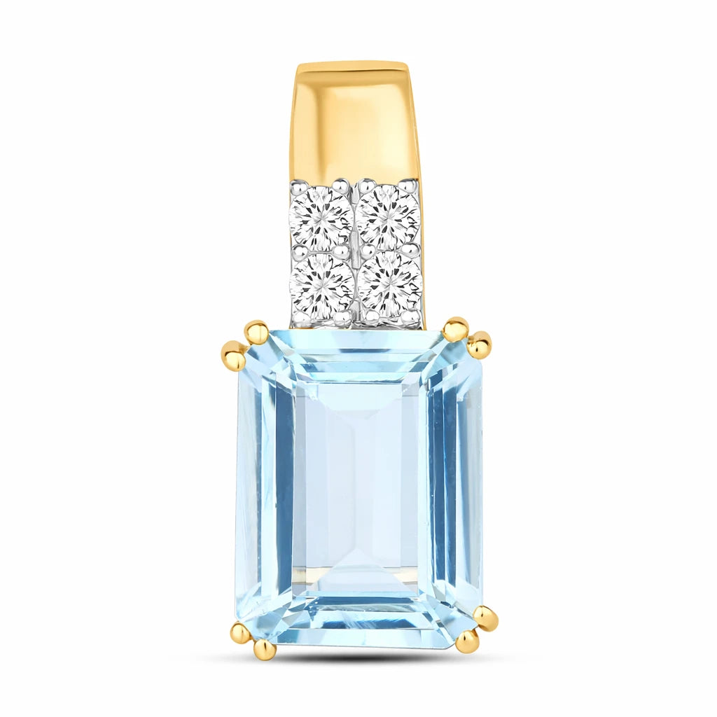 Opulent Emerald Cut Diamond Accent Drop Pendant