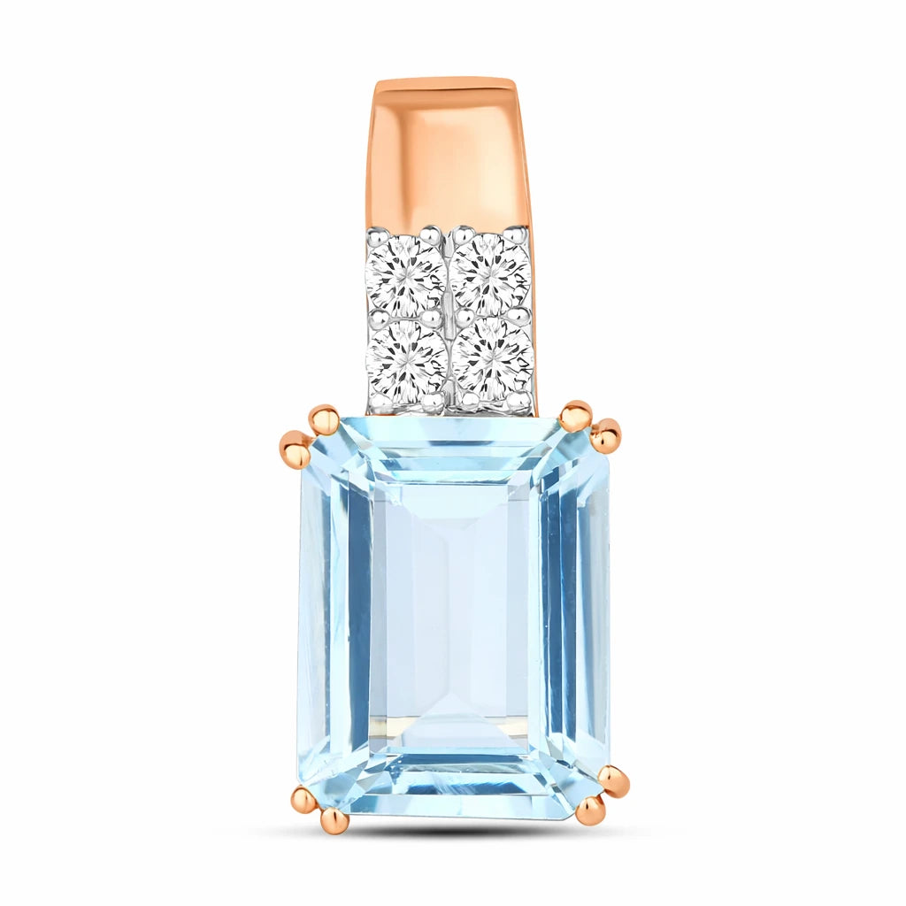 Opulent Emerald Cut Diamond Accent Drop Pendant