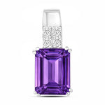 Opulent Emerald Cut Diamond Accent Drop Pendant