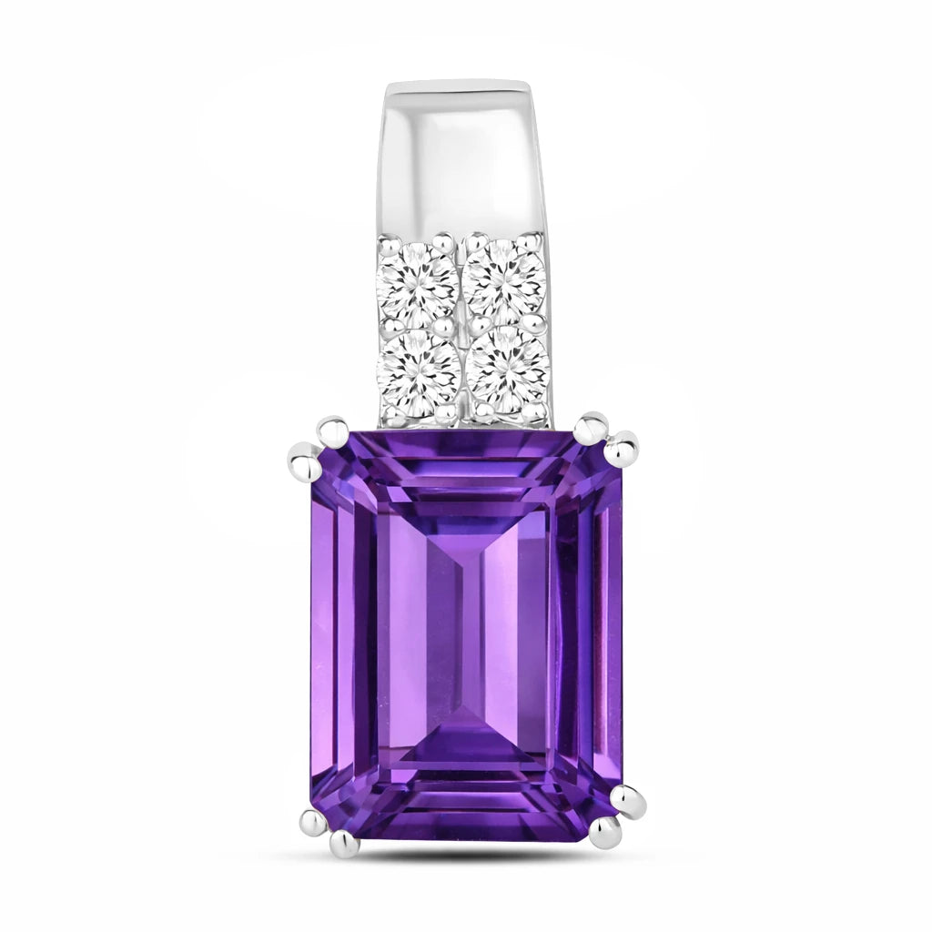 Opulent Emerald Cut Diamond Accent Drop Pendant
