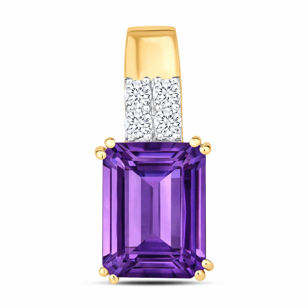 Opulent Emerald Cut Diamond Accent Drop Pendant