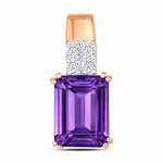 Opulent Emerald Cut Diamond Accent Drop Pendant
