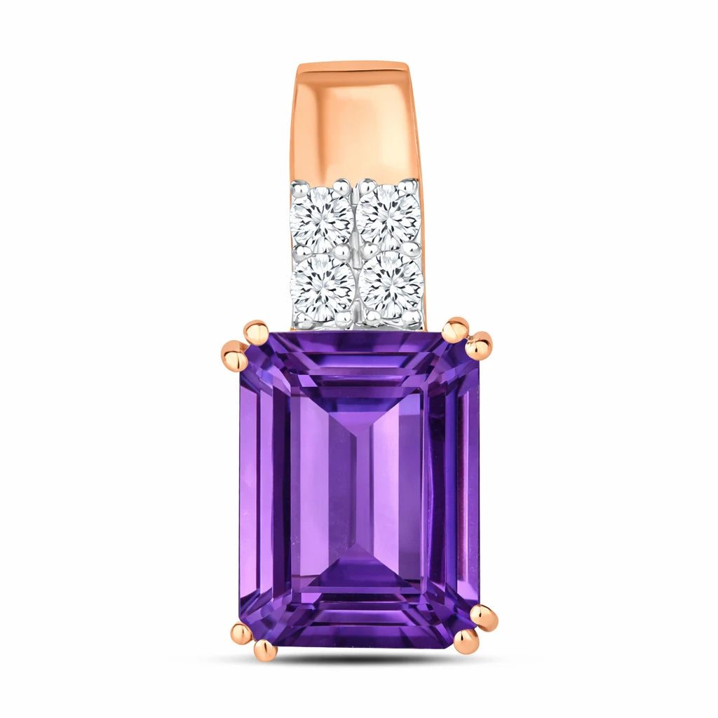 Opulent Emerald Cut Diamond Accent Drop Pendant