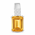 Opulent Emerald Cut Diamond Accent Drop Pendant