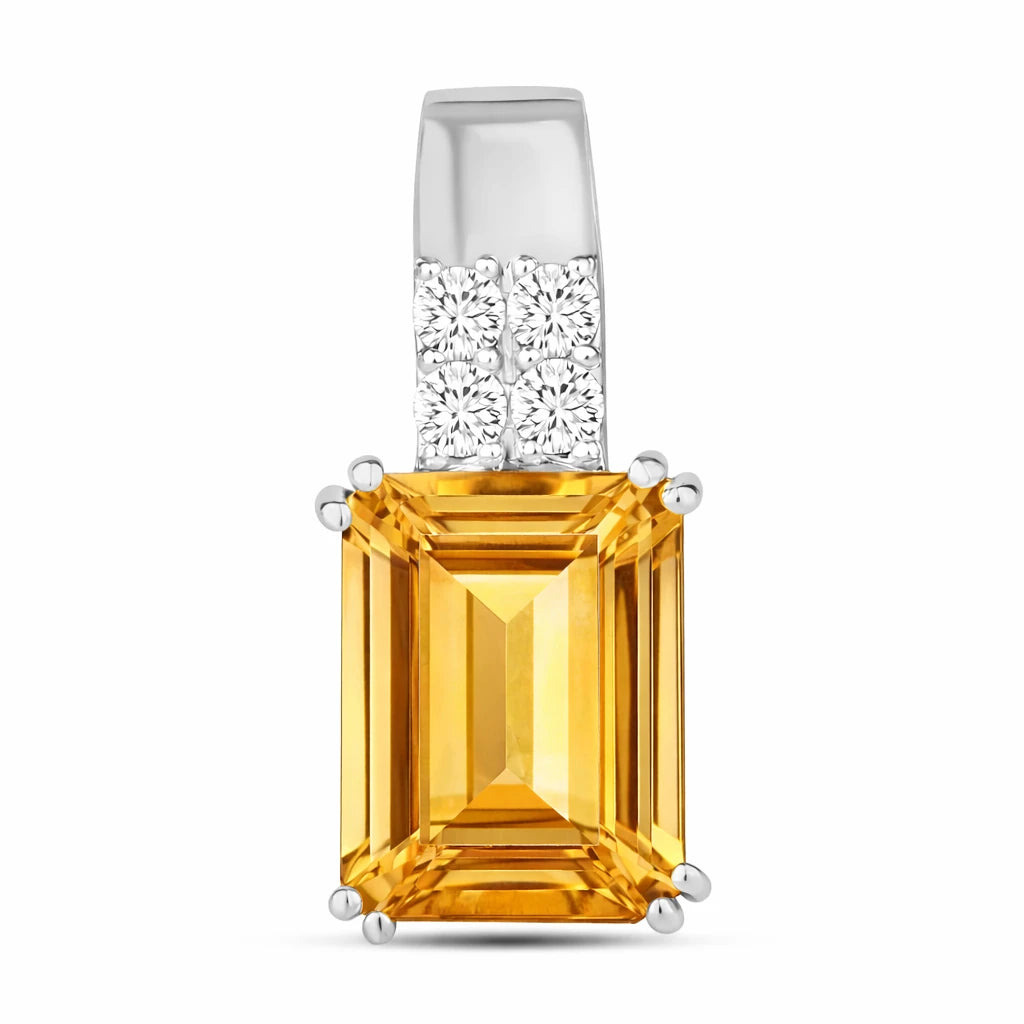 Opulent Emerald Cut Diamond Accent Drop Pendant