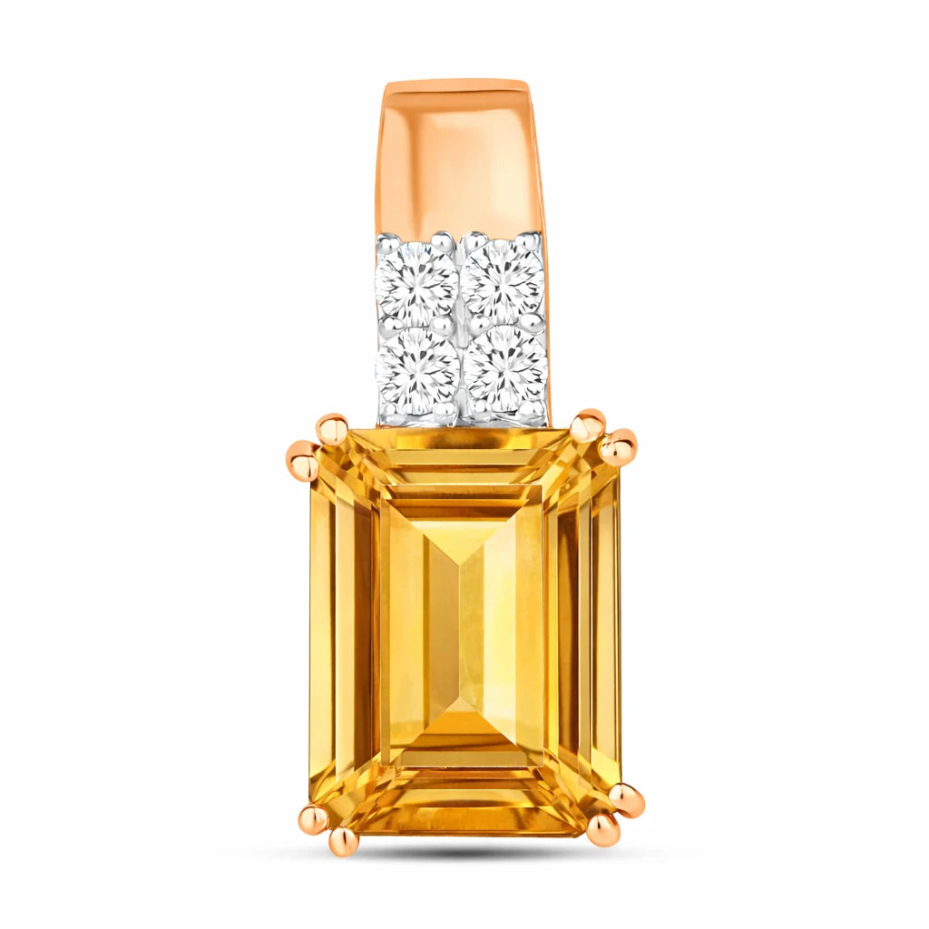 Opulent Emerald Cut Diamond Accent Drop Pendant
