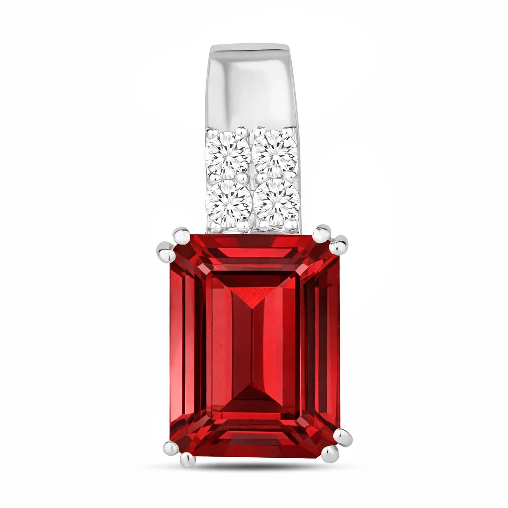 Opulent Emerald Cut Diamond Accent Drop Pendant