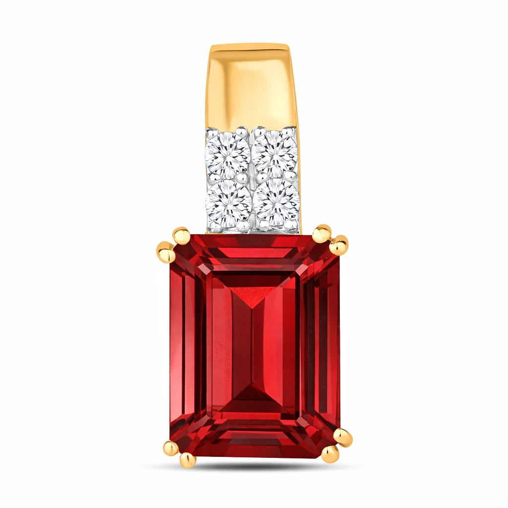 Opulent Emerald Cut Diamond Accent Drop Pendant