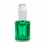 Opulent Emerald Cut Diamond Accent Drop Pendant